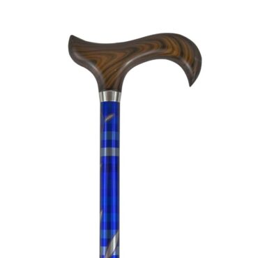 canne réglable aluminium bleu motifs argentés