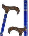 canne réglable aluminium bleu motifs argentés