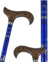 canne réglable aluminium bleu motifs argentés