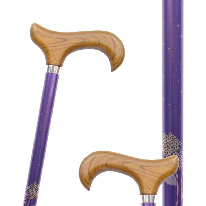 canne réglable aluminium violet motif fleurs