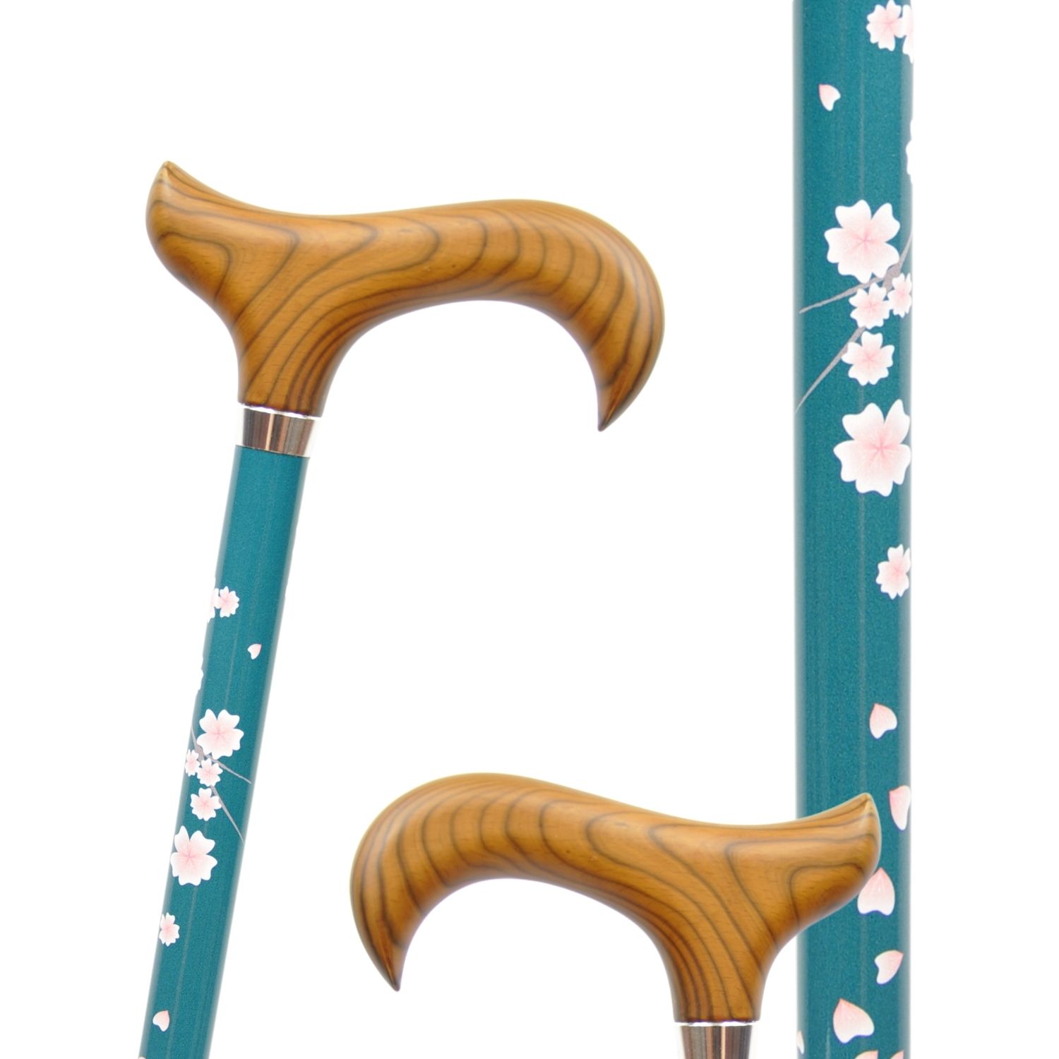 canne de marche en aluminium bleu motifs fleurs