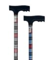 canne de marche en aluminium, réglable 10 positions et motif bleu et rouge écossais