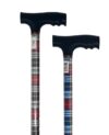 canne de marche en aluminium, réglable 10 positions et motif bleu et rouge écossais