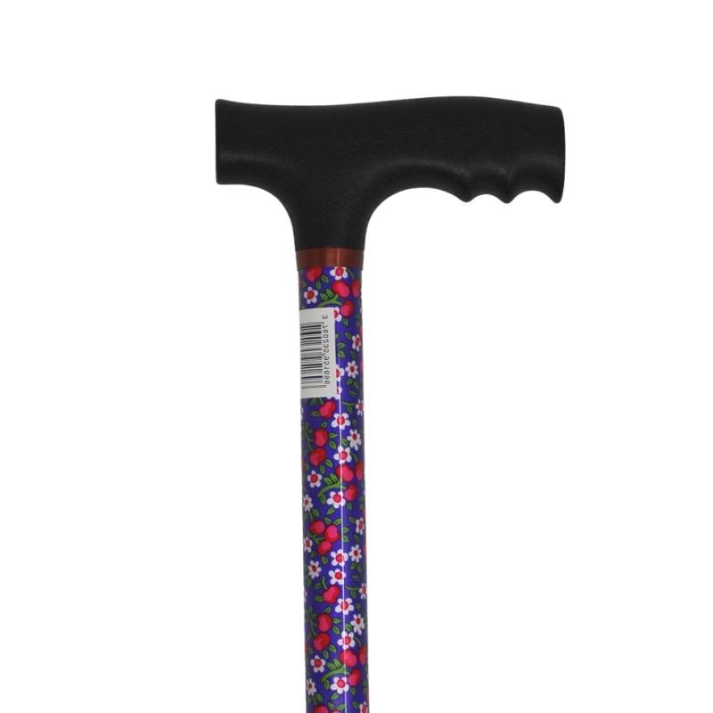 Canne de marche réglable avec 10 positions, en aluminium motif fleuri