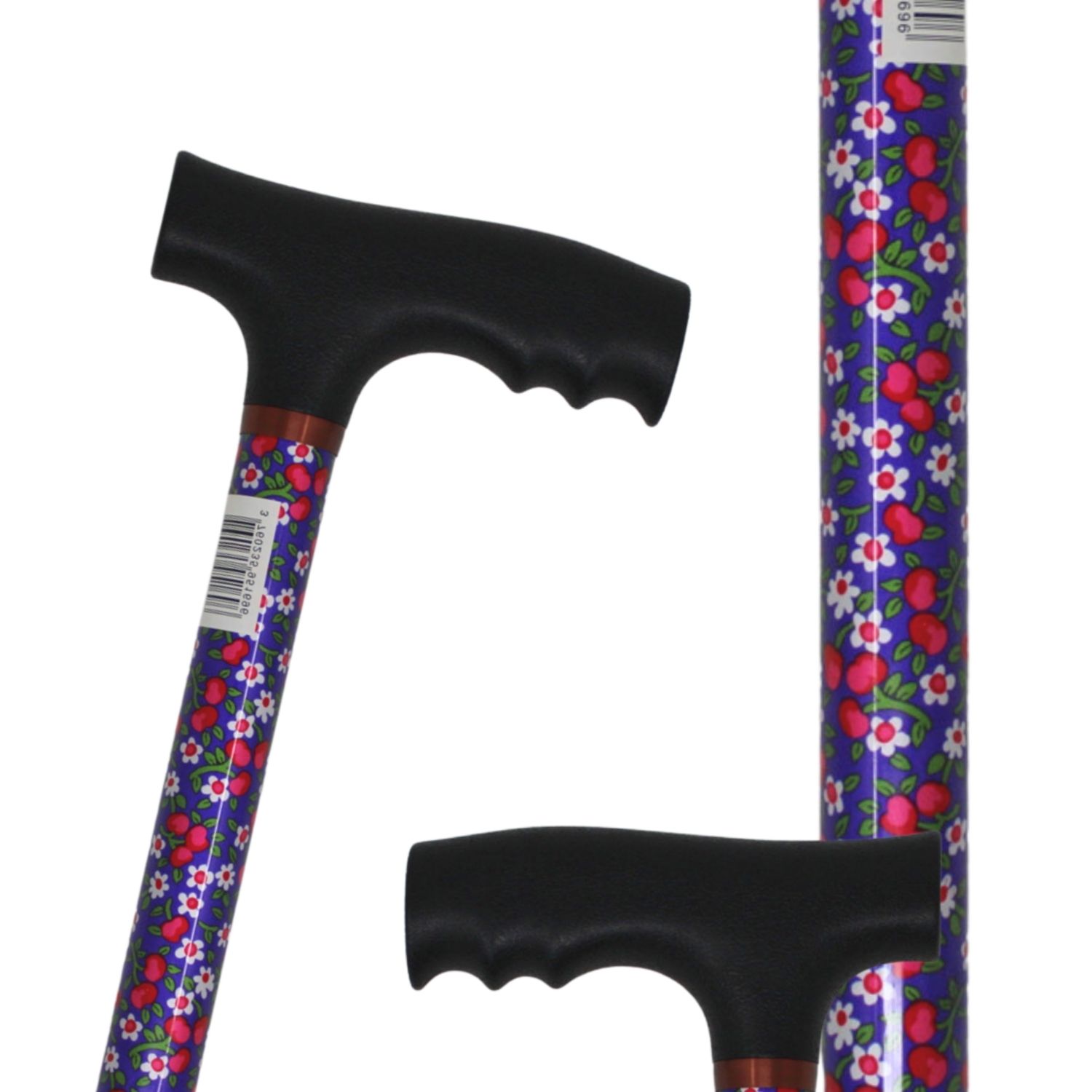 Canne de marche réglable avec 10 positions, en aluminium motif fleuri