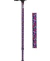 Canne de marche en aluminium violet et motifs fleuris