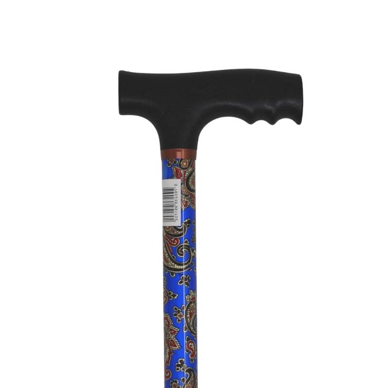 Canne de marche réglable en aluminium motif cachemire bleu