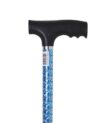 canne de marche fixe motif bleu métallisé