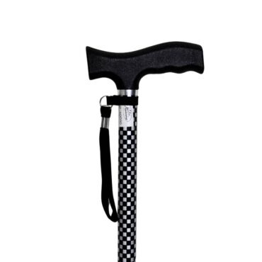 Canne d'aide à la marche réglable en aluminium motif damier