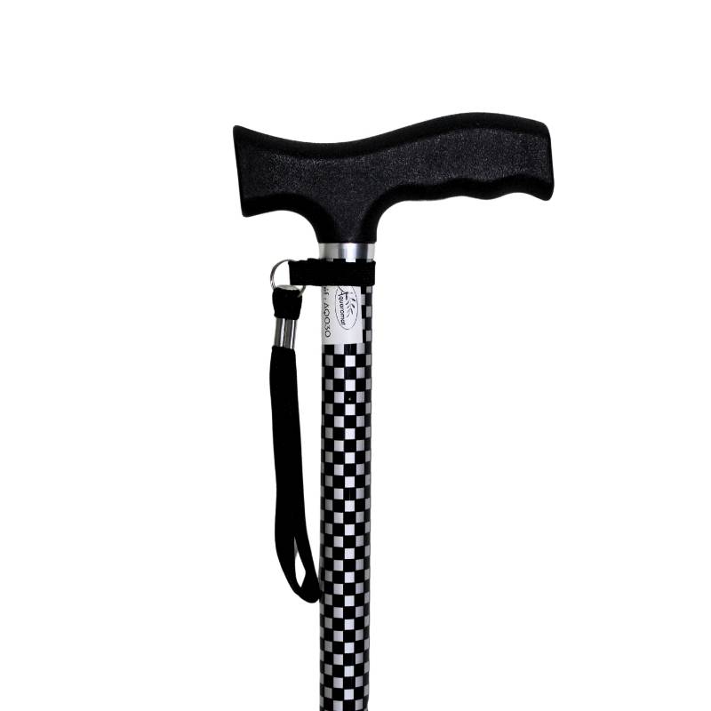 Canne d'aide à la marche réglable en aluminium motif damier