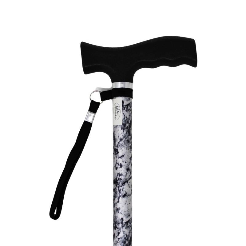 Canne d'aide à la marche réglable en aluminium avec effet marbre