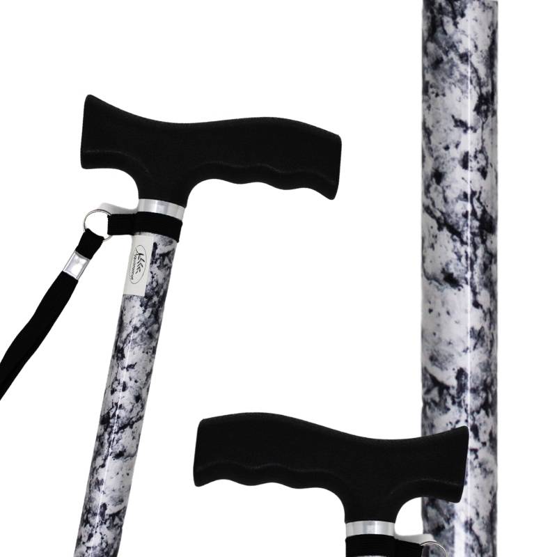 Canne d'aide à la marche réglable en aluminium avec effet marbre