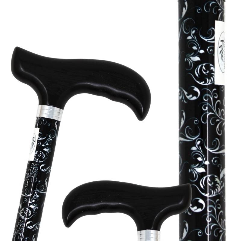 Canne de marche réglable en aluminium motif feuille