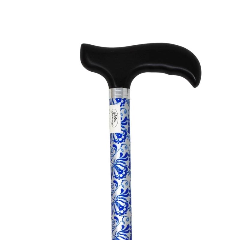 canne de marche aquaromat argent motifs bleus