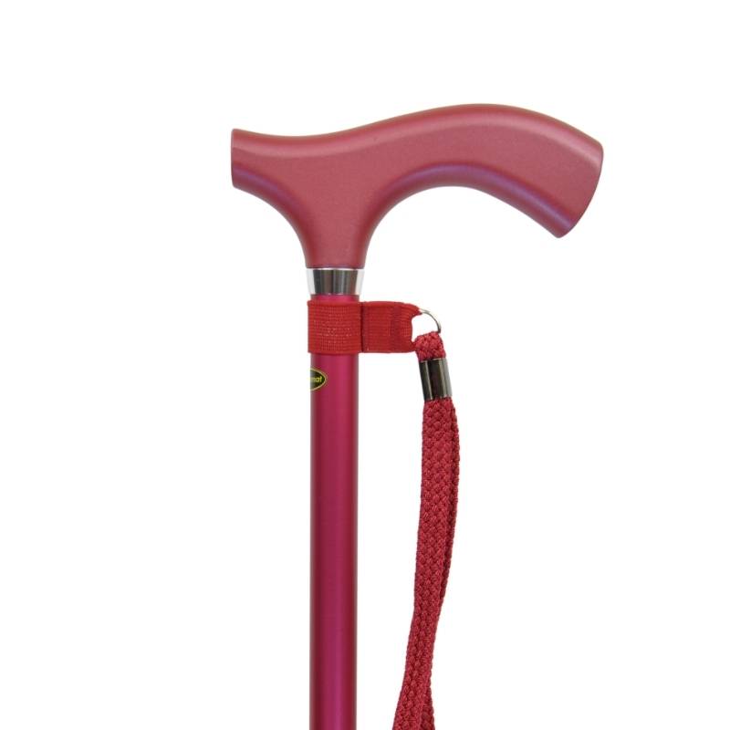 canne d'aide à la marche réglable en alu rougé métallisé
