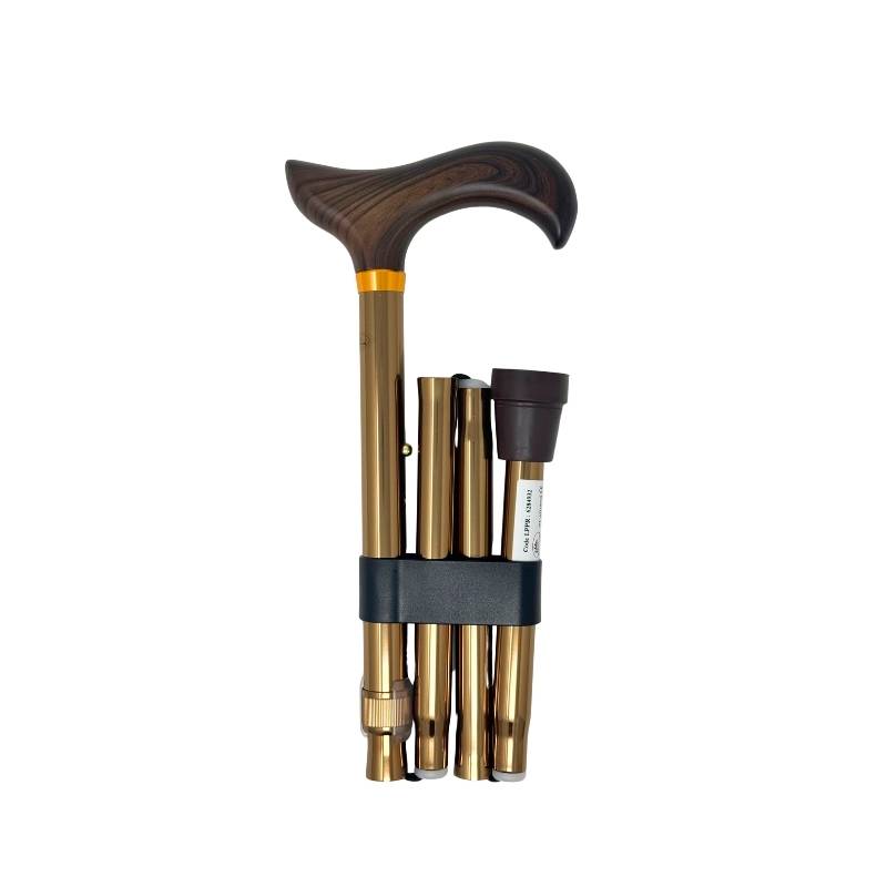 Canne de marche pliante coloris bronze poignée façon bois