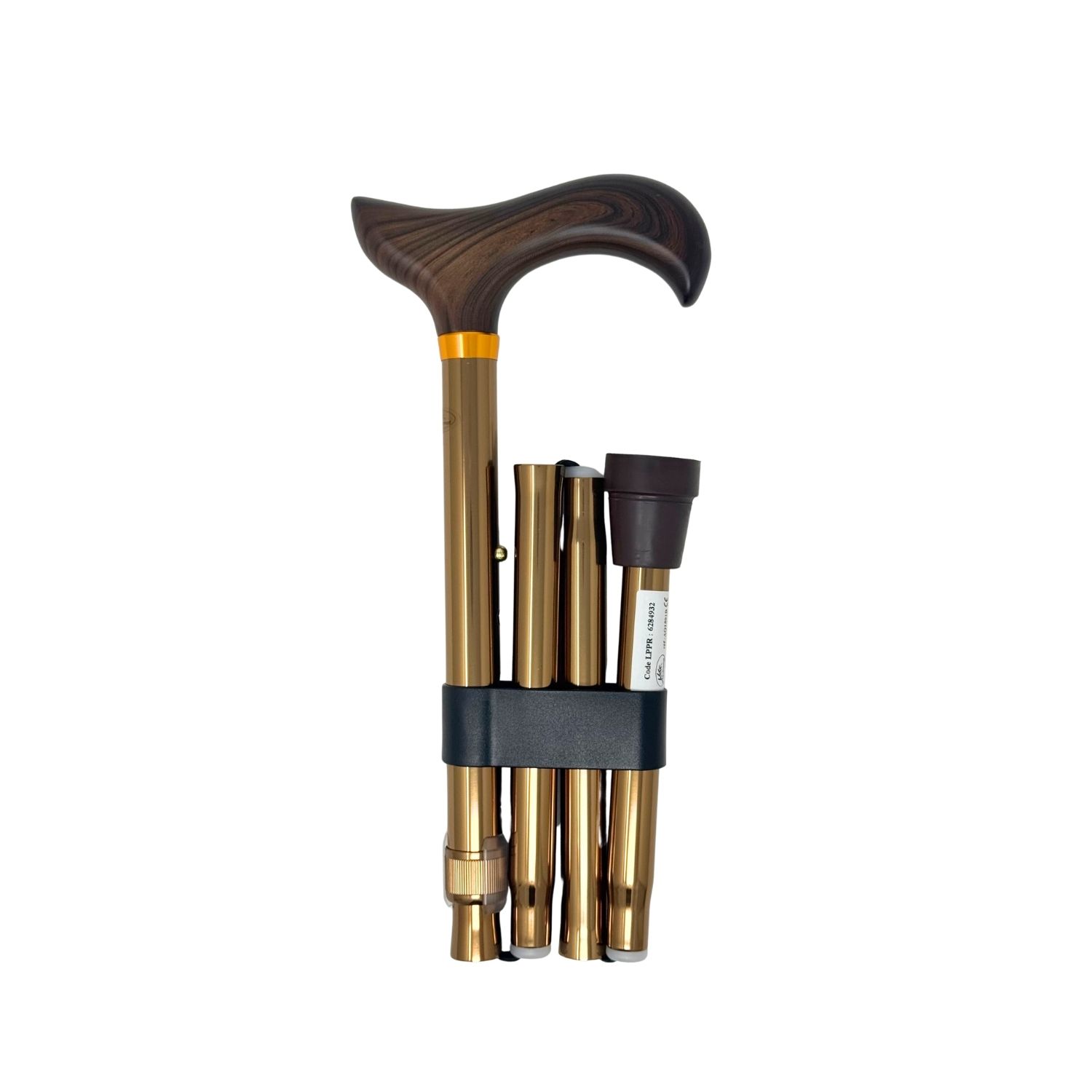 Canne de marche pliante coloris bronze poignée façon bois