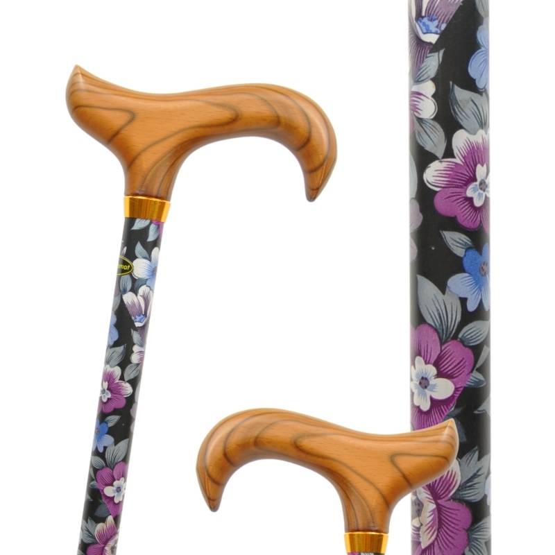 canne de marche réglable fleurie
