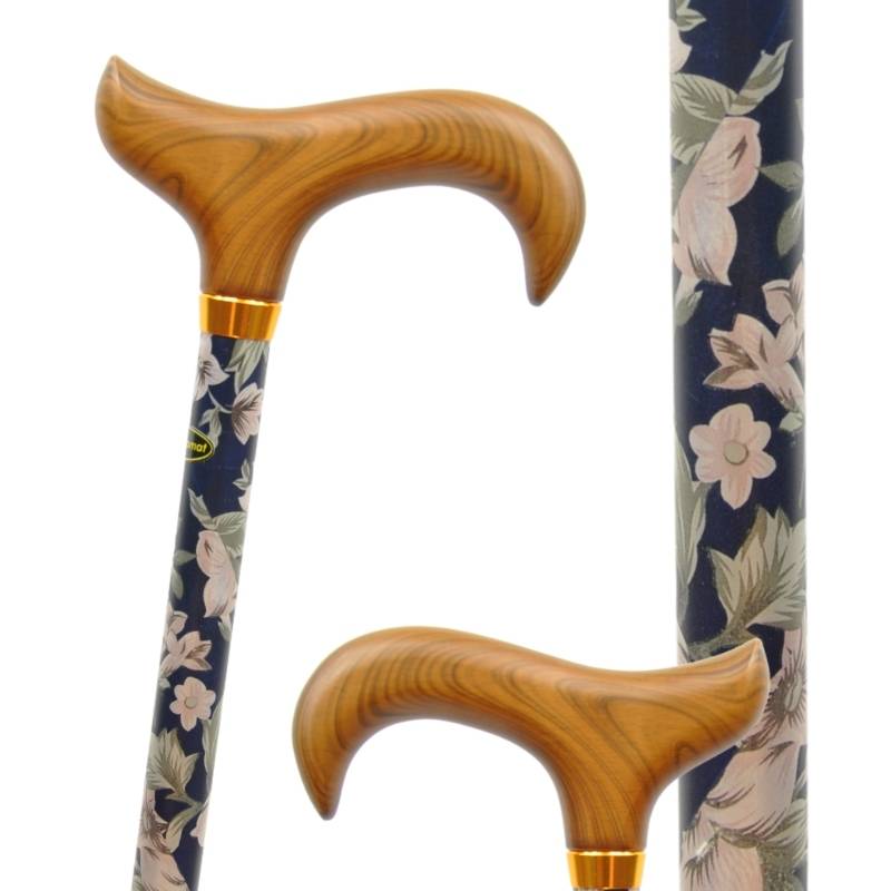 canne réglable en aluminium motif floral