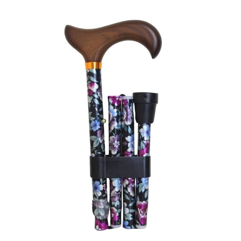 Canne pliante et réglable avec motif fleurs, légère et tendance