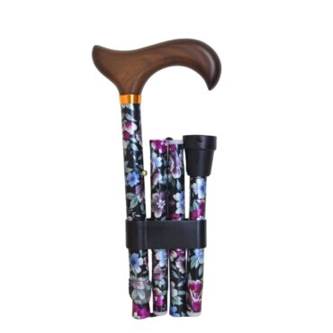 Canne pliante et réglable avec motif fleurs, légère et tendance