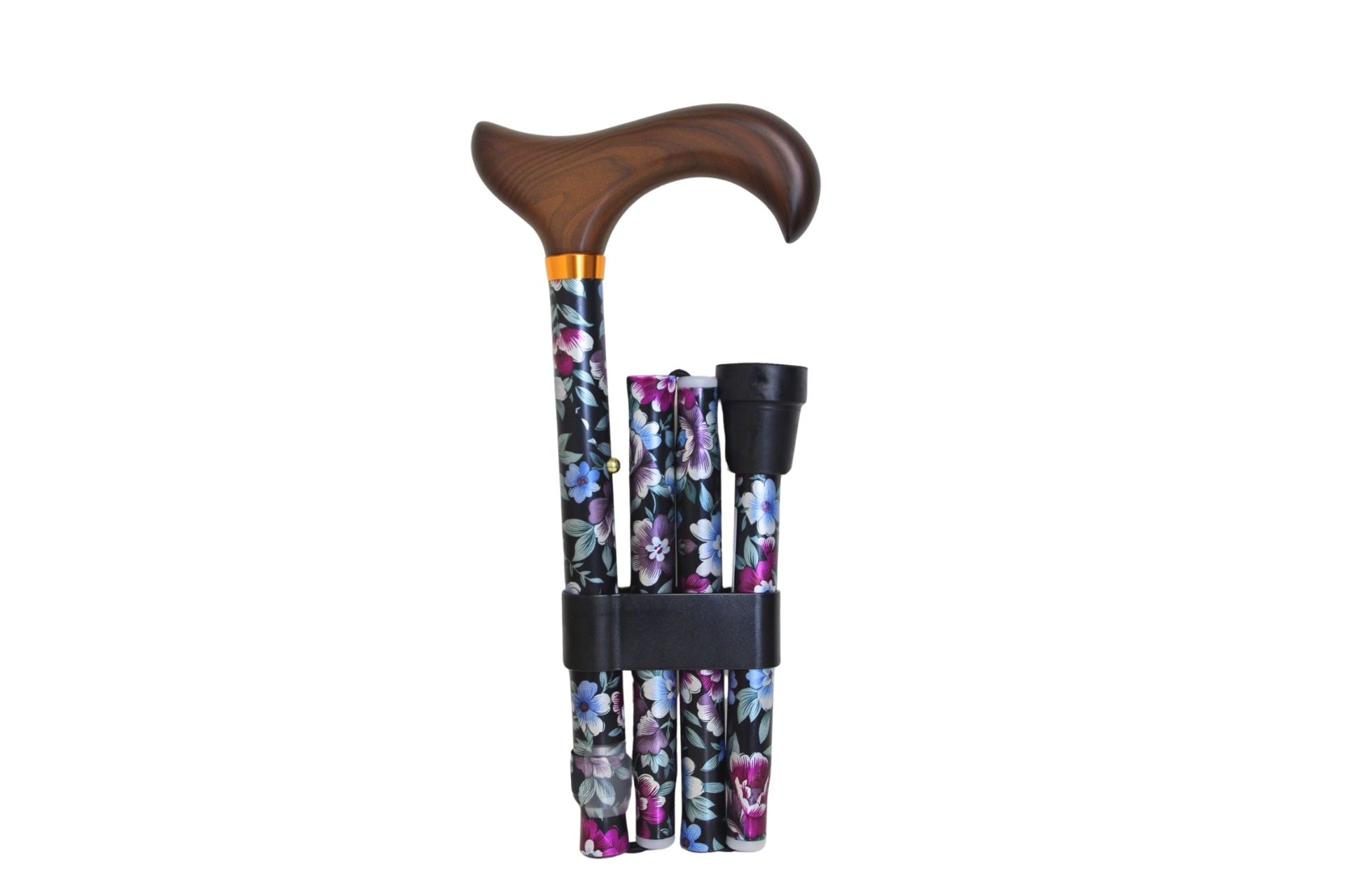 Canne pliante et réglable avec motif fleurs, légère et tendance