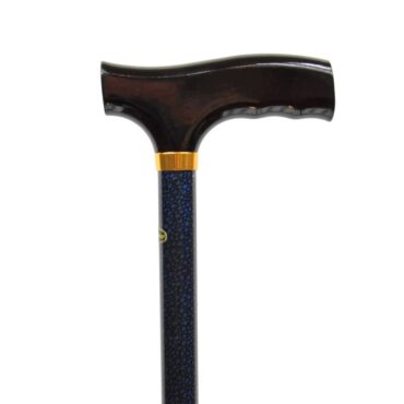 canne de marche bleu foncée et poignée foncée