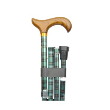 Canne pliante et réglable motif écossais vert