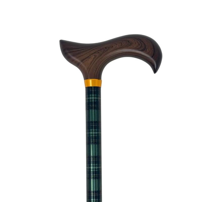 canne de marche aquaromat motif écossais vert
