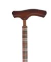 canne de marche poignée luxe bois motif écossais