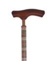 canne de marche poignée luxe bois motif écossais