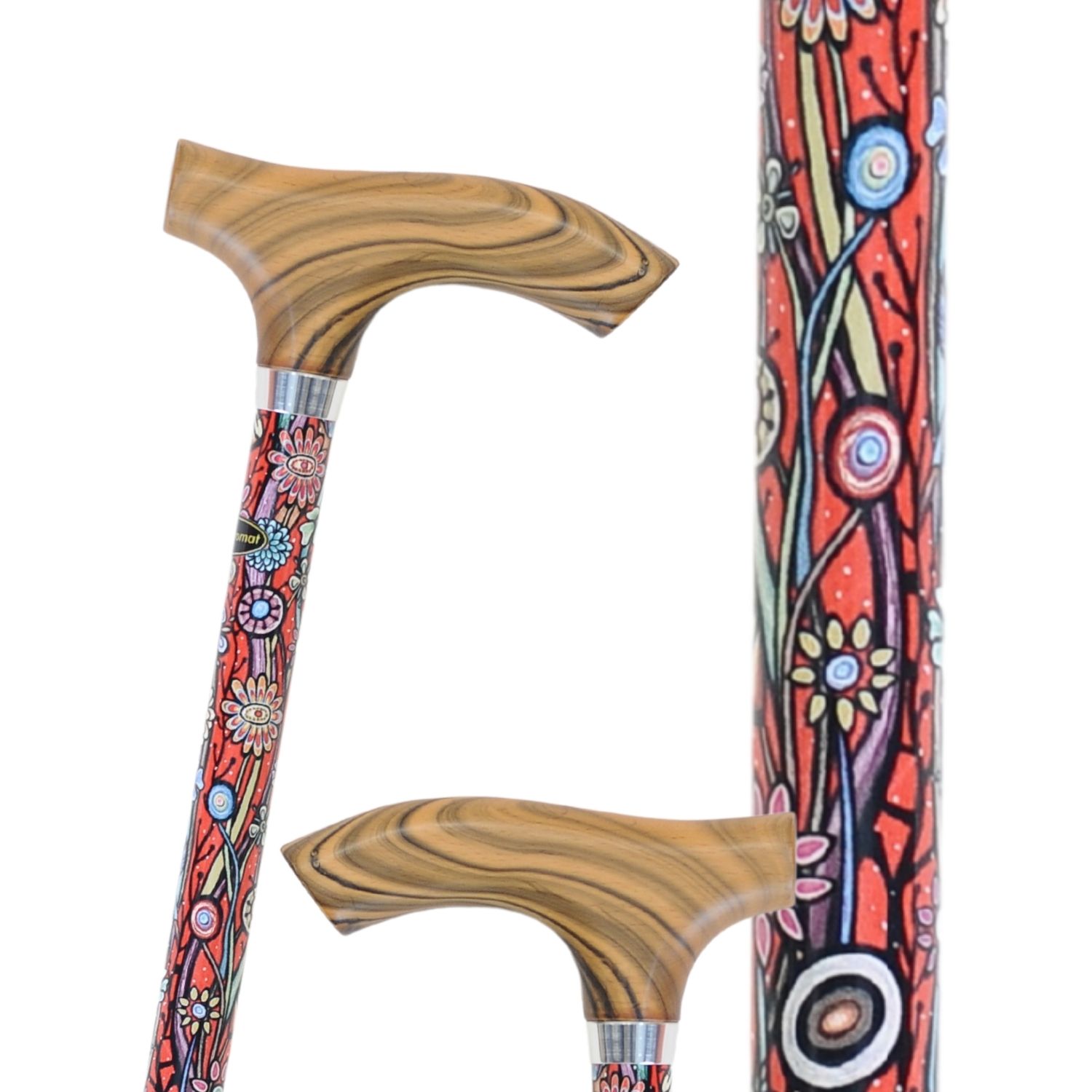 Canne de marche dessins fleurs