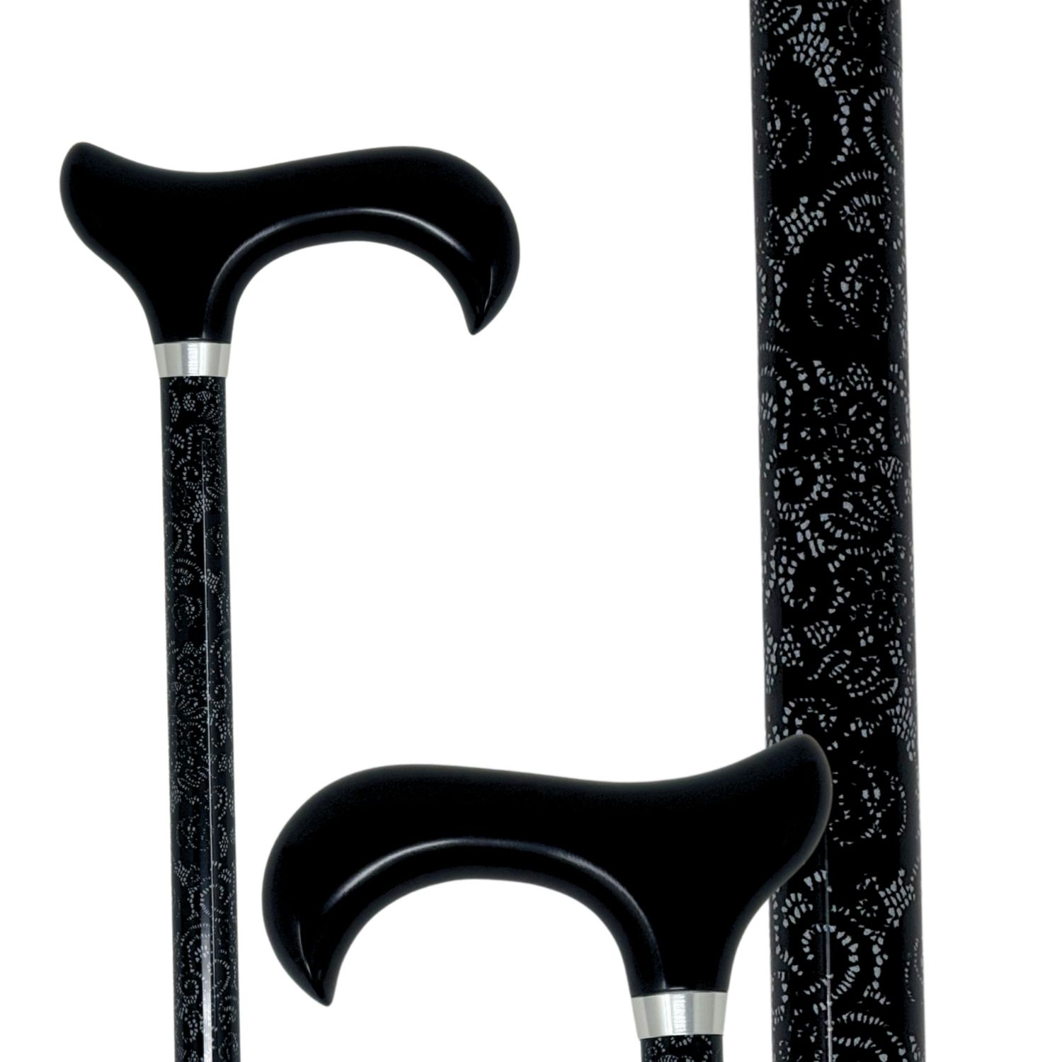 canne de marche réglable motif dentelle noire