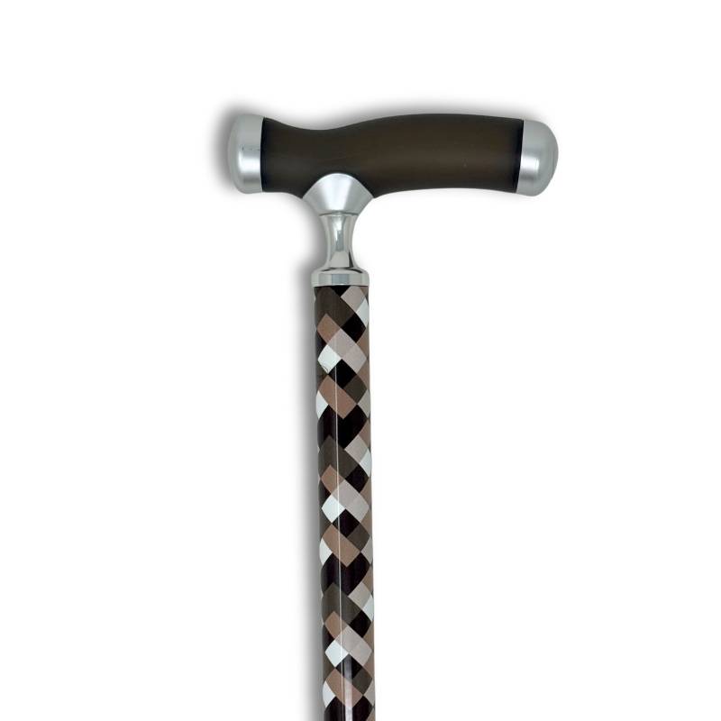 Canne de marche réglable motif marron et poignée silicone