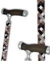 Canne réglable avec poignée en gel silicone, motifs marron