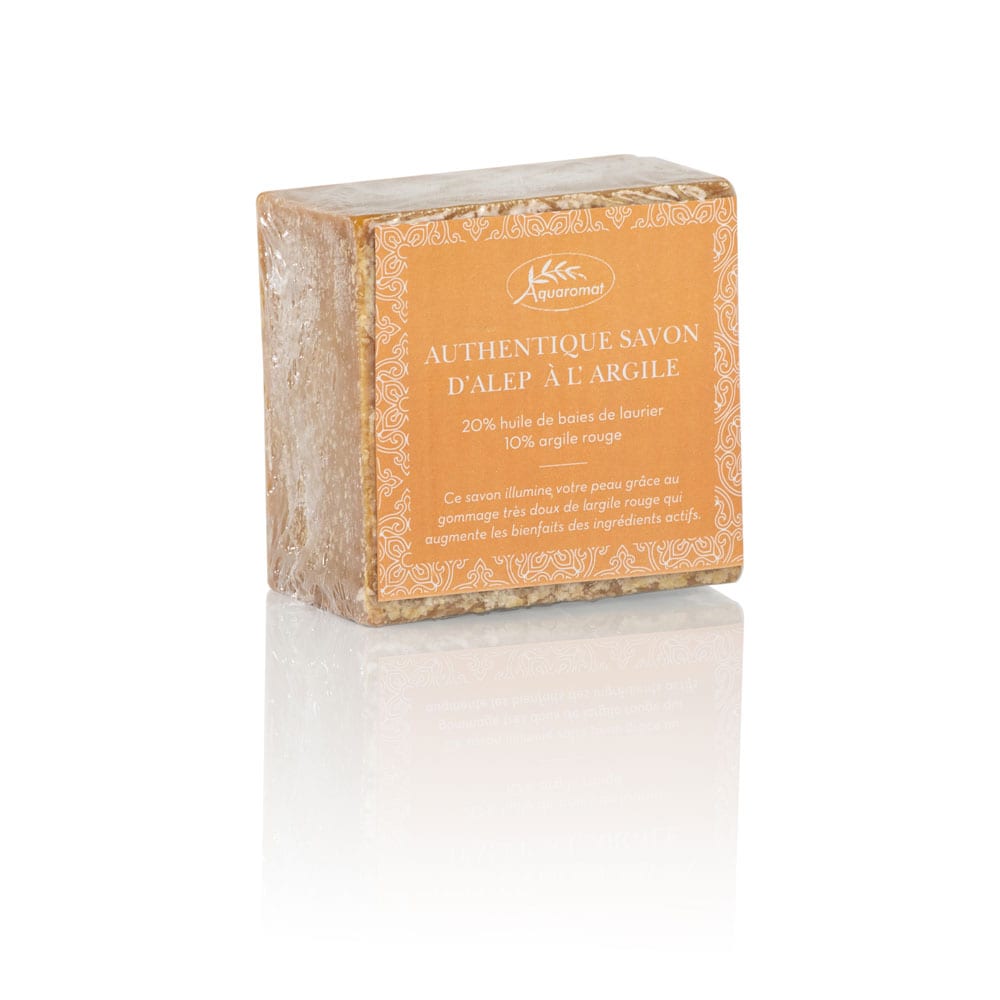 Savon d'Alep 20% huile de baies de laurier + 10% d'Argile rouge | Aquaromat - 160g