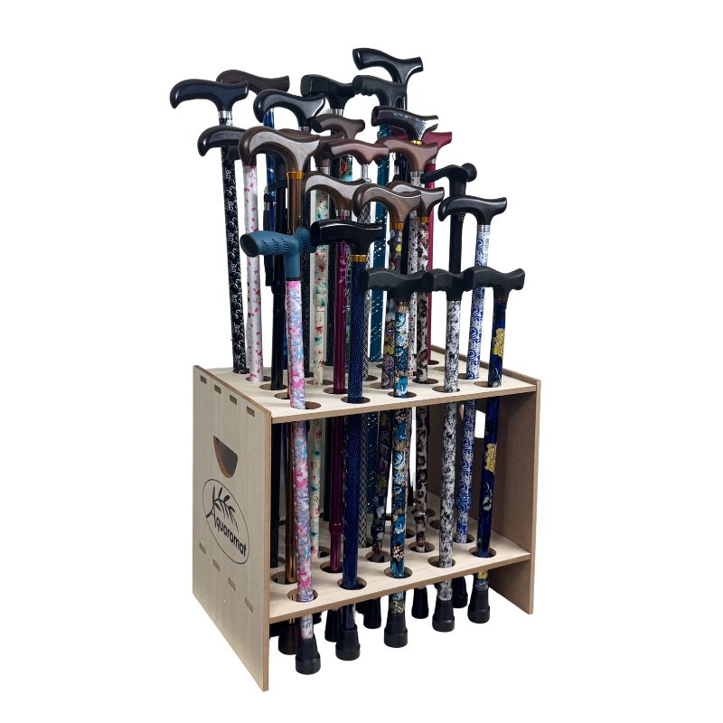 kit 25 cannes de marche éco et présentoir bois