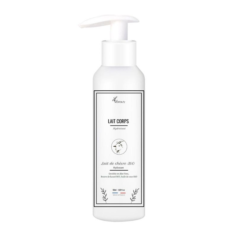 lait corporel hydratant lh beauty au lait de chèvre bio, aloe vera et beurre de sapote