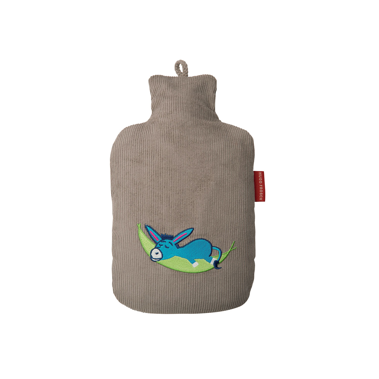 Réf13a bouillotte junior velours doux broderie dessin âne