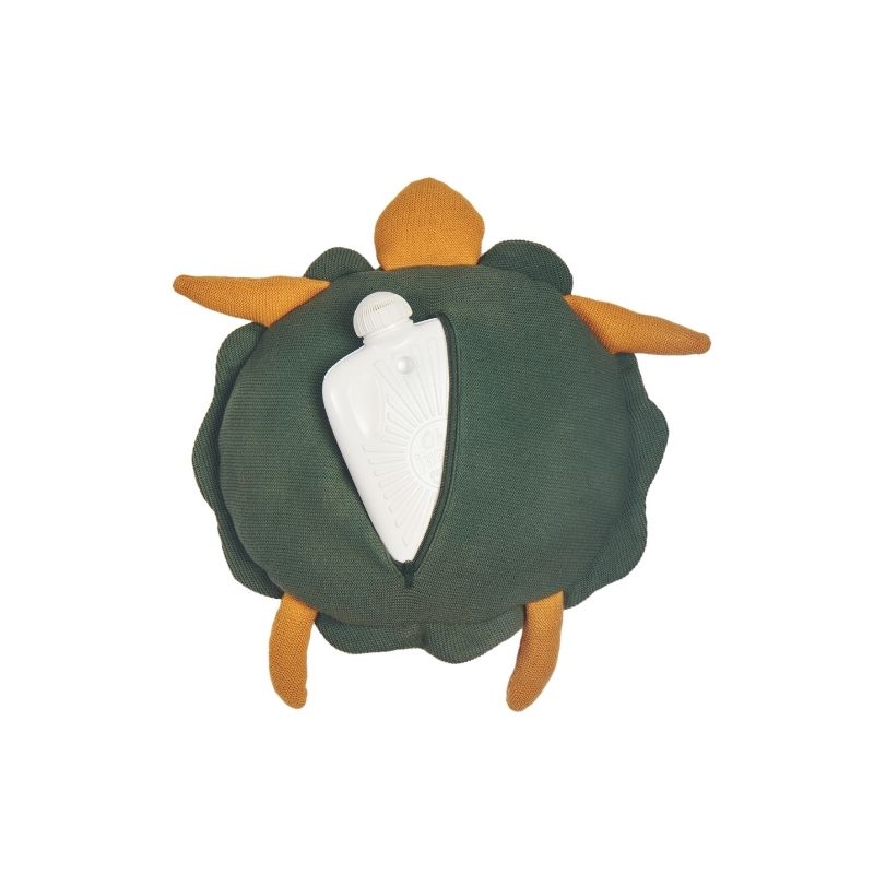 Réf23t0 - bouillotte peluche 2 en 1 tortue tricot en point mousse