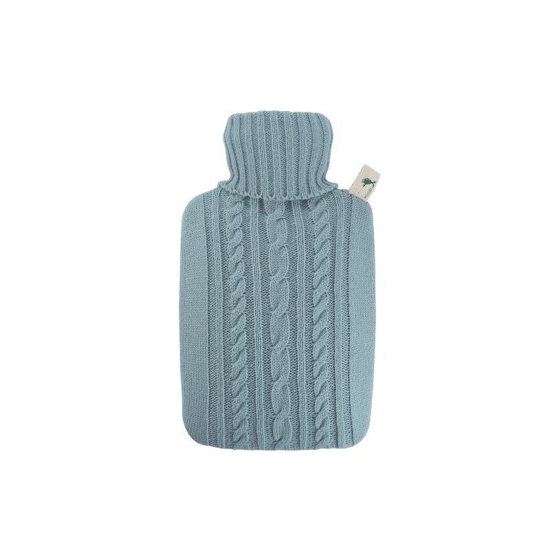 Bouillotte housse tricotée motif torsadé 1,8L - Hugo Frosch - bleu