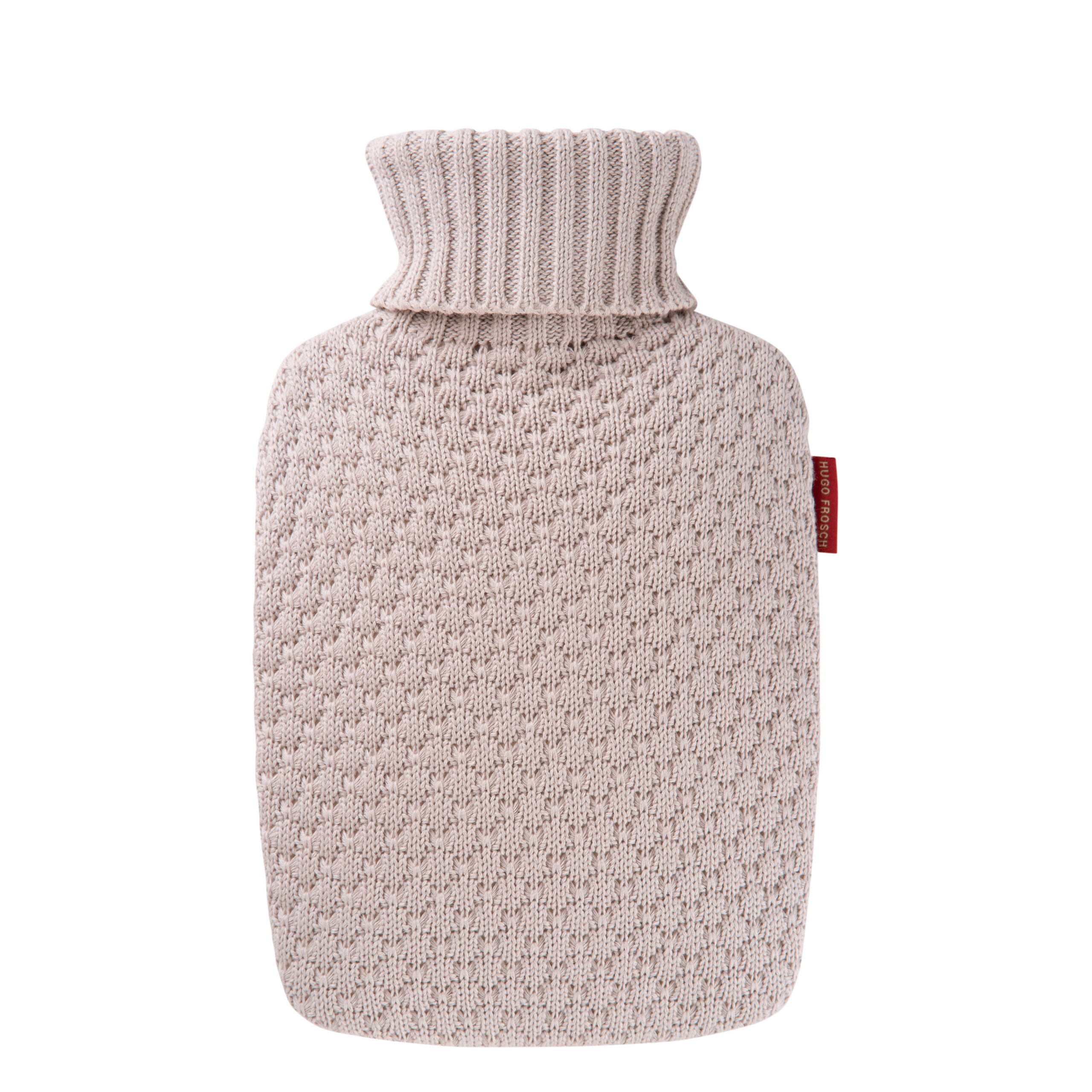 Réf48s - bouillotte housse tricotée couleur sable bio