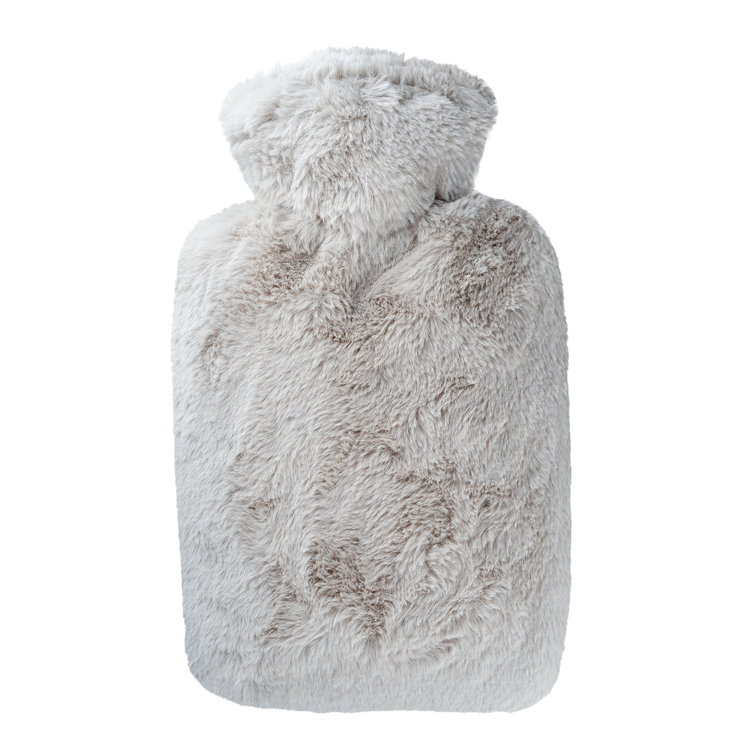 Réf53fg - bouillotte housse duveteuse façon fourrure chinée grise