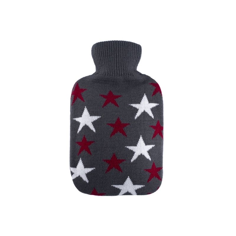 bouillotte éco housse tricotée étoiles grise